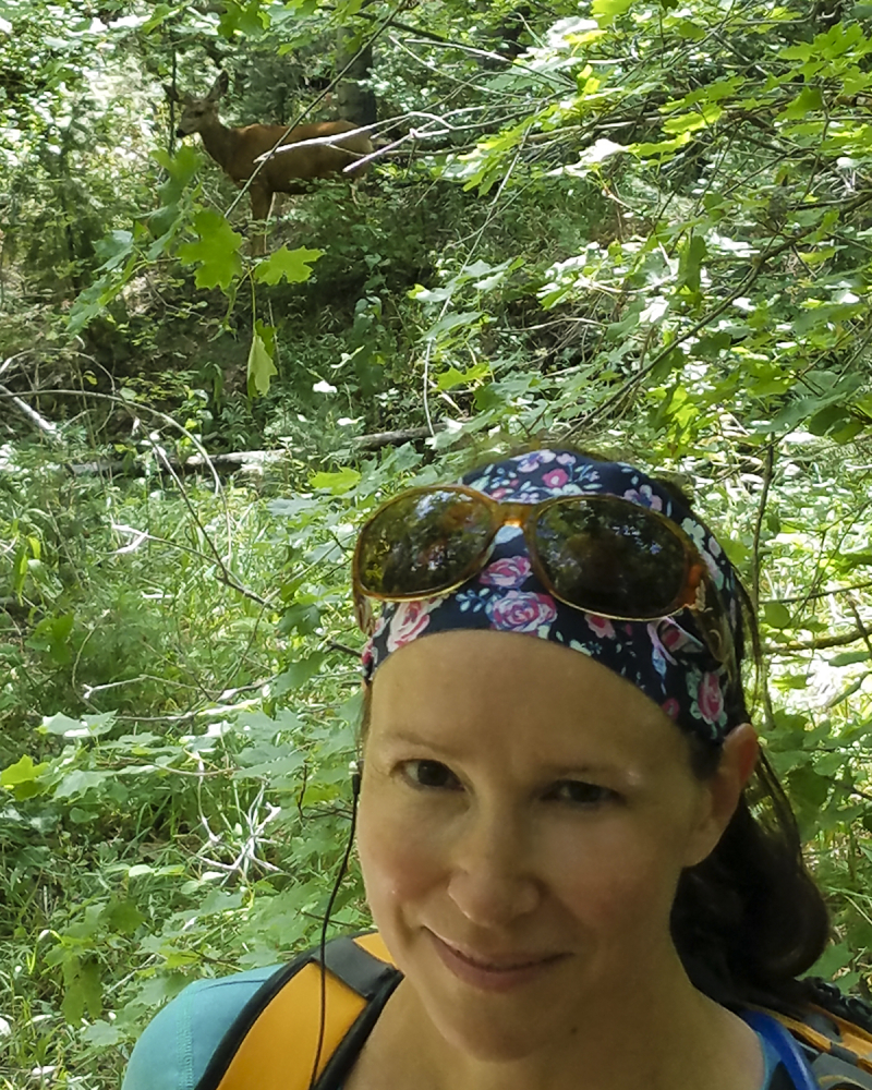 Squaw peak trail selfie with doe