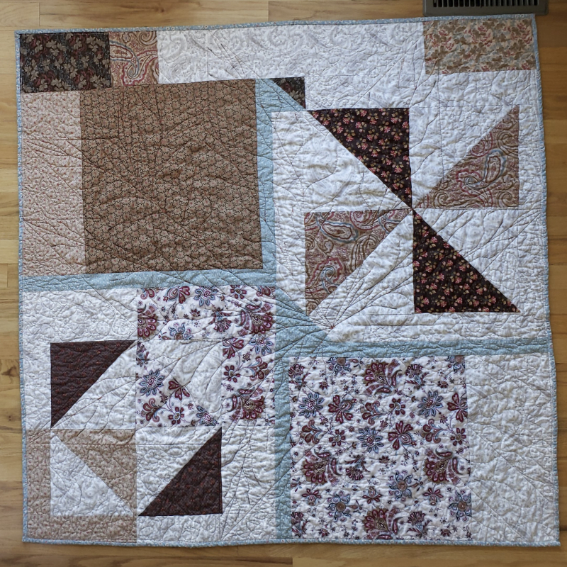 Fall leaf table quilt back