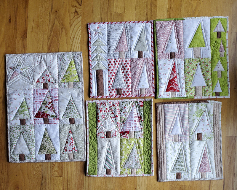 Patchwork forest hot pads