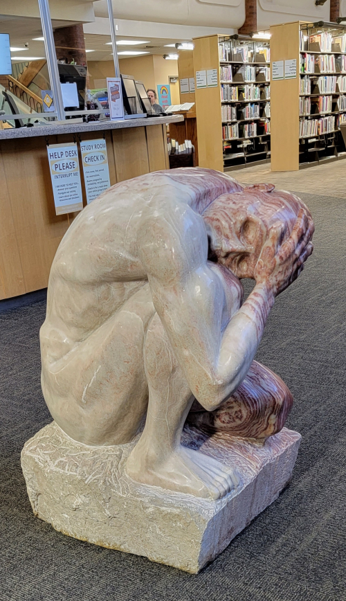 Incoming sculpture at the orem public library