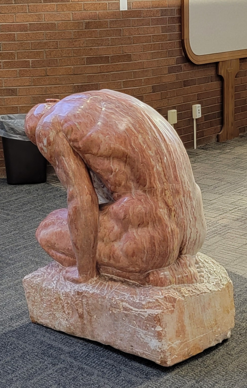 Incoming sculpture at Orem Public Library
